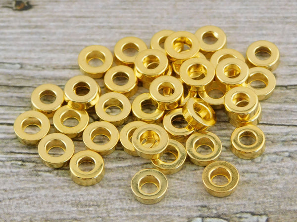 Metal Spacers - Gold Spacer Beads - Gold Spacers - Metal Beads - Spacer Beads - 100pcs - 6x2mm - (1729)