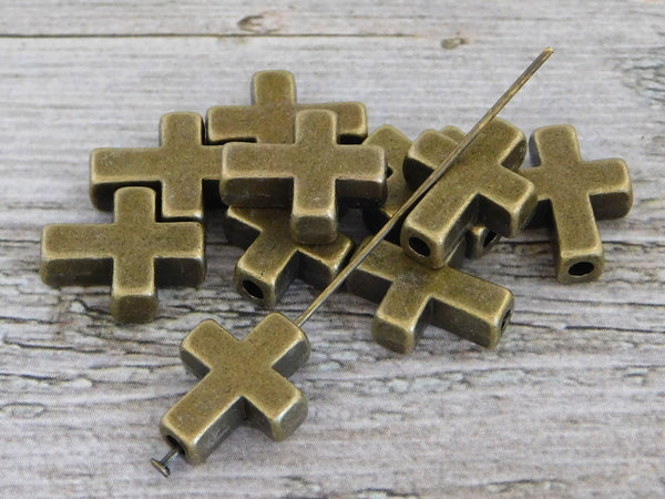 15* 14x12mm Antique Silver Cross Beads