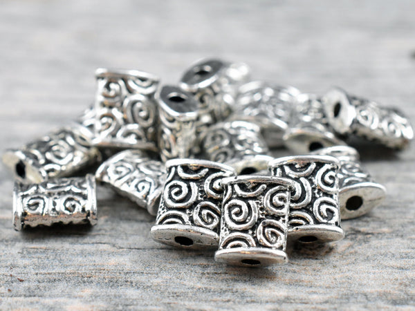 *20* 8x7mm Antique Silver Flattened Column Beads