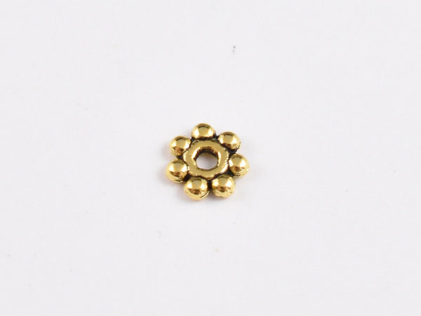 Metal Beads - Daisy Spacers - Gold Daisy Spacers - Heishi Beads - Gold Spacer Beads - Antique Gold Spacers - 4mm - 250pcs - (1728)