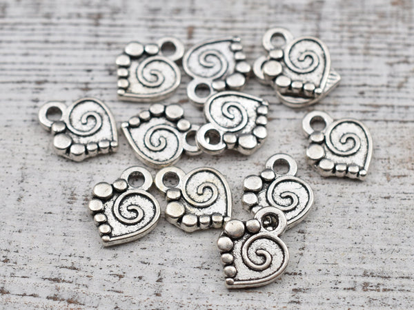 *50* 13x10mm Antique Silver Heart Charms