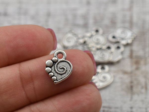 *50* 13x10mm Antique Silver Heart Charms