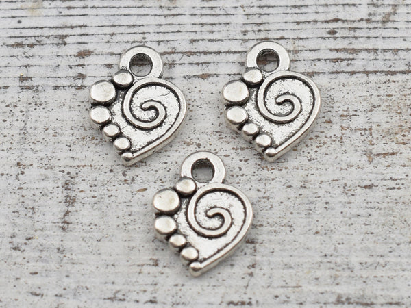 *50* 13x10mm Antique Silver Heart Charms