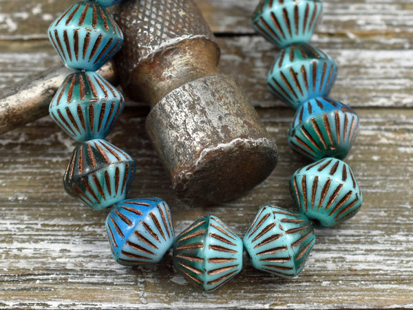 Picasso Beads - Czech Glass Beads - Bicone Beads - Beachy Beads - 11mm - 10pcs (2556)