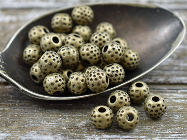 *50* 6mm Antique Bronze Rounded Spacer Beads