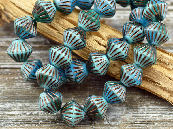 Picasso Beads - Czech Glass Beads - Bicone Beads - Beachy Beads - 11mm - 10pcs (2556)