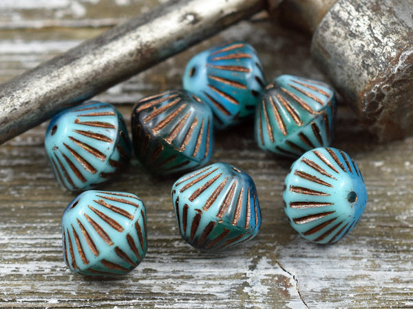 Picasso Beads - Czech Glass Beads - Bicone Beads - Beachy Beads - 11mm - 10pcs (2556)