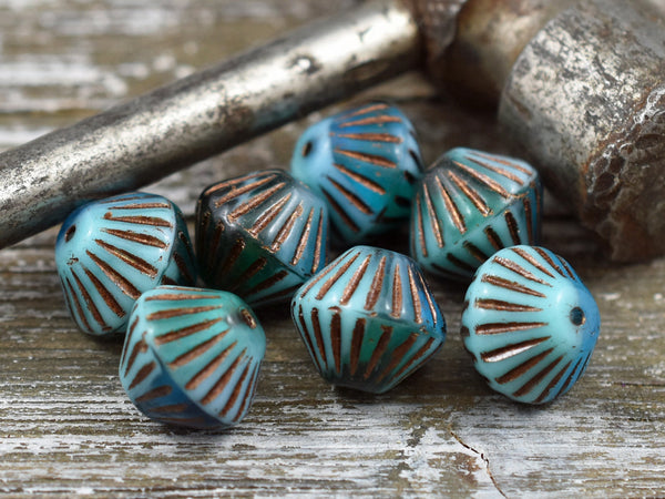 Picasso Beads - Czech Glass Beads - Bicone Beads - Beachy Beads - 11mm - 10pcs (2556)