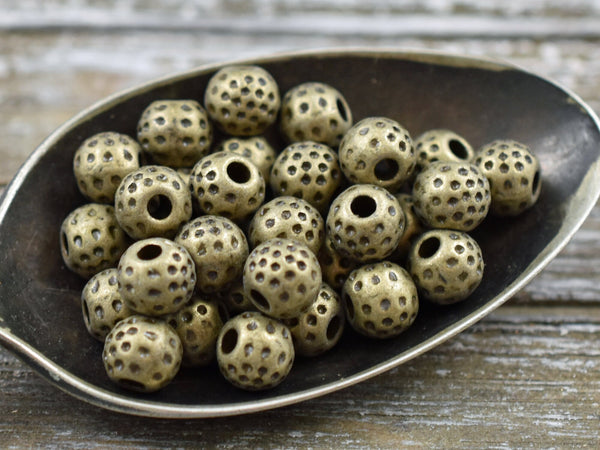 *50* 6mm Antique Bronze Rounded Spacer Beads