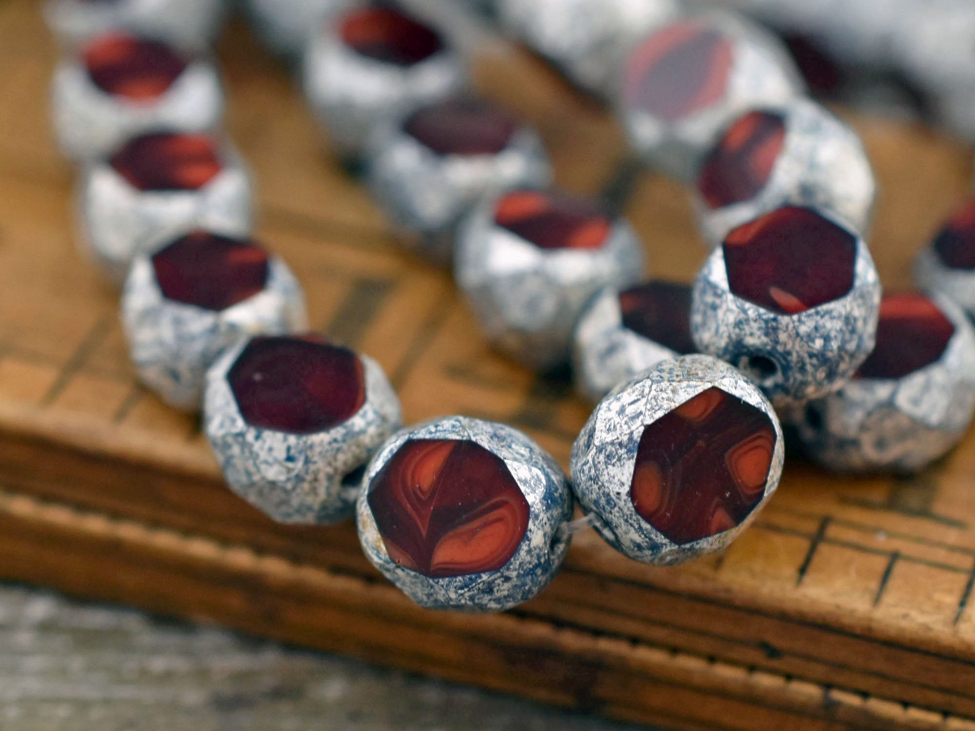 15* 8mm Bronze Washed Lady Bug Red 2 Cut Fire Polished Faceted Round – The  Bead Obsession