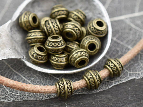 *50* 9x7mm  Antique Bronze Large Hole Barrel Beads