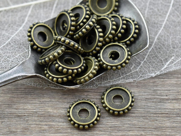 *25* 10x2mm Antique Bronze Bali Style Rondelle Spacer Beads