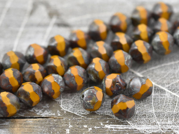 Picasso Beads - Czech Glass Beads - Central Cut Beads - Round Beads - 9mm - 10pcs (1861)