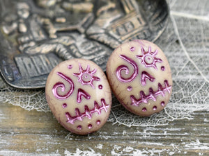 *4* 20x17mm Pink Washed Crystal Picasso Sugar Skull Beads Czech Glass Beads by GR8BEADS - The Bead Obsession