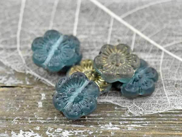 Czech Glass Beads - Flower Beads - Floral Beads - Wildflower Beads - Czech Glass Flowers - 14mm - 6pcs - (3533)