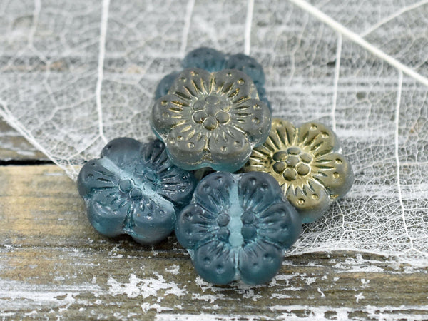 Czech Glass Beads - Flower Beads - Floral Beads - Wildflower Beads - Czech Glass Flowers - 14mm - 6pcs - (3533)