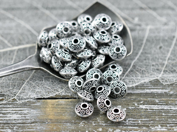 Silver Tube Beads, Oval Spacer Beads, Tribal Bracelet Spacer Beads