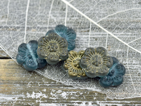 Czech Glass Beads - Flower Beads - Floral Beads - Wildflower Beads - Czech Glass Flowers - 14mm - 6pcs - (3533)