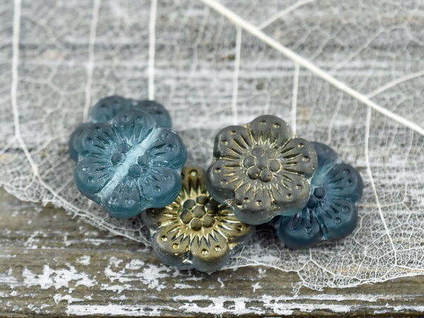 Czech Glass Beads - Flower Beads - Floral Beads - Wildflower Beads - Czech Glass Flowers - 14mm - 6pcs - (3533)