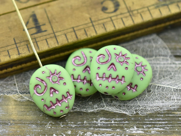 *4* 20x17mm Pink Washed Crystal Picasso Sugar Skull Beads Czech Glass Beads by GR8BEADS - The Bead Obsession