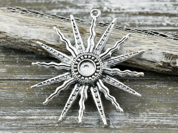 58mm Antique Silver Sunray Pendant