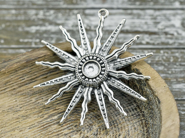 58mm Antique Silver Sunray Pendant