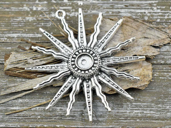 58mm Antique Silver Sunray Pendant