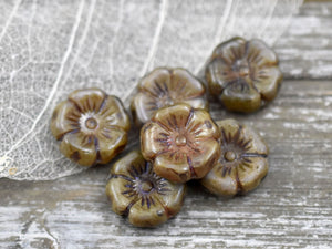 Picasso Beads - Czech Glass Beads - Hawaiian Flowers - Flower Beads - Czech Glass Flowers - 12mm - 6pcs - (4876)