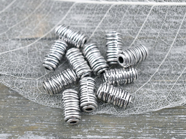 *25* 6x11mm Antique Silver Column Beads