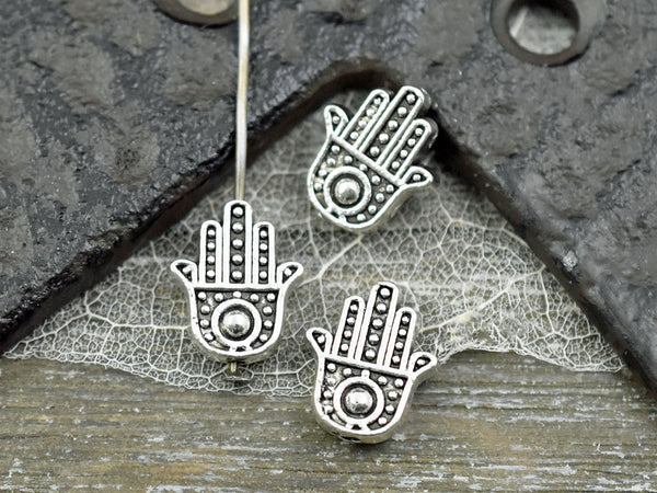 *50* 12x11mm Antique Silver Hamsa Hand Beads