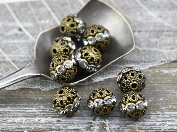 Filigree Silver /Gold Beads for Bracelets Metal Round Spacer