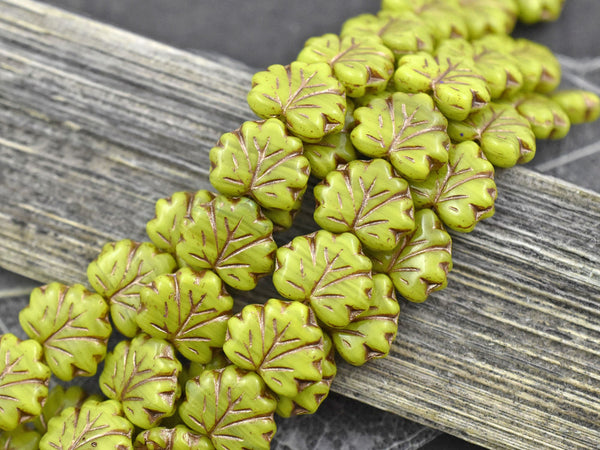 Leaf Beads - Picasso Beads - Czech Glass Beads - Fall Beads - Czech Leaves - 13x11mm - 12pcs - (565)