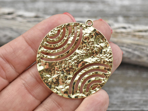 43x40mm Gold Plated Round Medallion Pendant - 5pcs