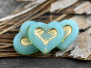 6* 13x16mm Matte Crystal & Aqua Picasso Heart Beads – The Bead Obsession