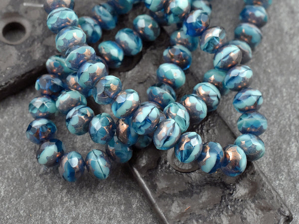25 Teal AB Cathedral Czech Glass 6mm beads