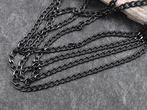 Black Chain - Curb Chain - Chain By The Foot - Stainless Steel Chain - Sold by the foot - 5x3mm - (CH-BK02)