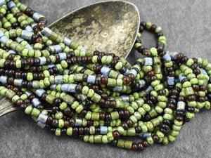 6/o Aged Midnight Sky Picasso Mix, Czech Glass Seed Beads, 4mm