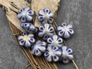 Czech glass flower beads mix 15pc pink blue yellow & purple 15mm – Orange  Grove Beads