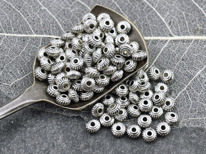 Metal Beads Large Hole Beads Spacer Beads Silver Spacer Drum Beads Silver  Beads 6x8mm 50pcs 1641 