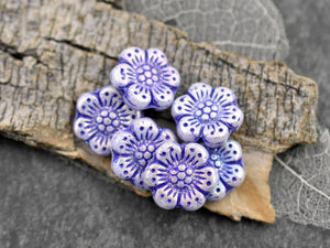 Czech glass flower beads mix 15pc pink blue yellow & purple 15mm – Orange  Grove Beads